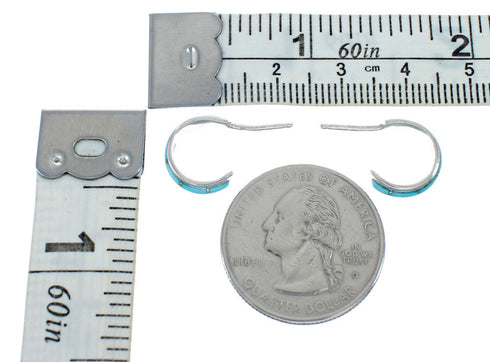 Southwest Sterling Silver Turquoise Post Hoop Earrings AX129948