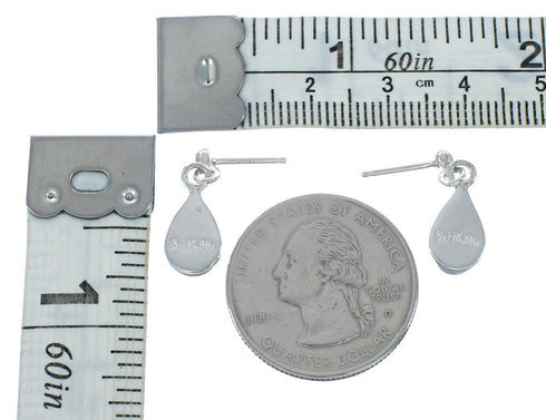 Southwest Turquoise Sterling Silver Post Dangle Earrings AX129954