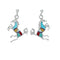 Multicolor Inlay Sterling Silver Horse Post Dangle Earrings AX129975