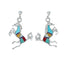 Multicolor Inlay Sterling Silver Horse Post Dangle Earrings AX129975