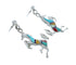 Multicolor Inlay Sterling Silver Horse Post Dangle Earrings AX129975