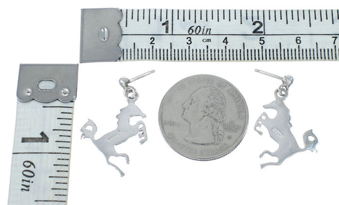Multicolor Inlay Sterling Silver Horse Post Dangle Earrings AX129975