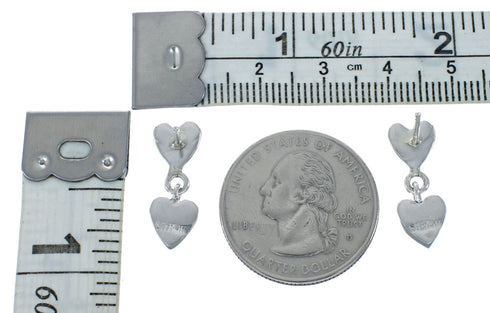 Opal Sterling Silver Heart Inlay Post Dangle Earrings AX129983