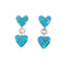 Blue Opal Sterling Silver Heart Inlay Post Dangle Earrings AX129984