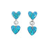 Blue Opal Sterling Silver Heart Inlay Post Dangle Earrings AX129984