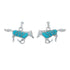 Turquoise Inlay Sterling Silver Horse Post Dangle Earrings AX129991