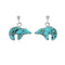 Turquoise Inlay Sterling Silver Bear Post Dangle Earrings AX129994
