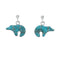 Turquoise Inlay Sterling Silver Bear Post Dangle Earrings AX129996