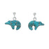 Turquoise Inlay Sterling Silver Bear Post Dangle Earrings AX129996