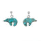 Turquoise Inlay Sterling Silver Bear Post Dangle Earrings AX129997