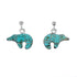 Turquoise Inlay Sterling Silver Bear Post Dangle Earrings AX129997