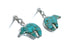 Turquoise Inlay Sterling Silver Bear Post Dangle Earrings AX129997