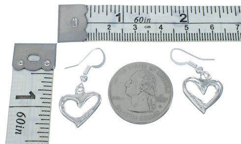 Turquoise Sterling Silver Heart Inlay Hook Dangle Earrings AX130009