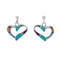 Multicolor Inlay Sterling Silver Heart Post Dangle Earrings AX130011