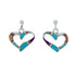 Multicolor Inlay Sterling Silver Heart Post Dangle Earrings AX130011