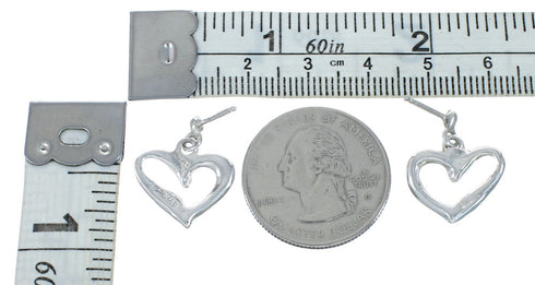 Multicolor Inlay Sterling Silver Heart Post Dangle Earrings AX130011