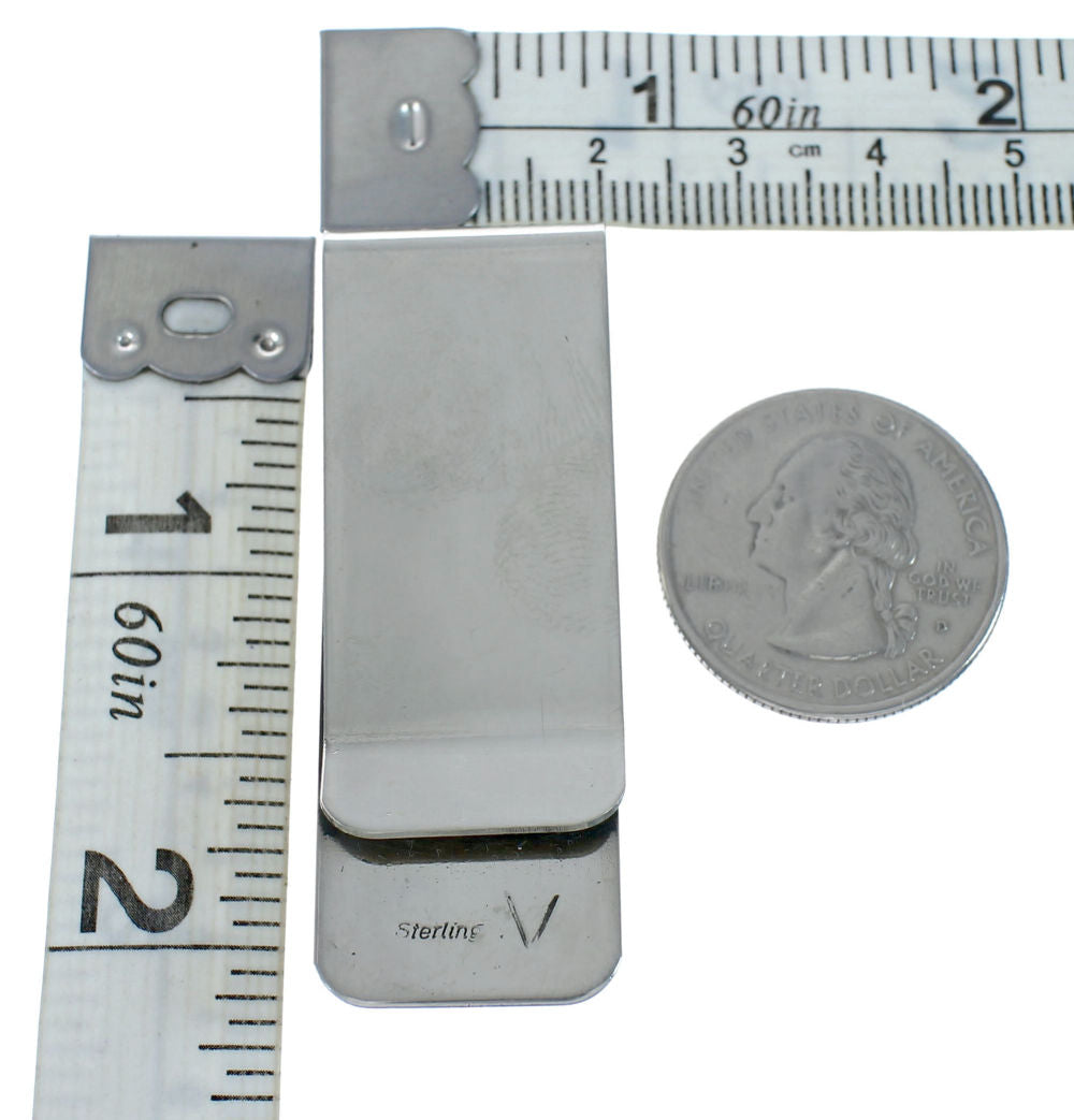 ネイティブアメリカン調 マネークリップ STERLINGシルバー Native American Genuine Sterling Silver Turquoise Money Clip