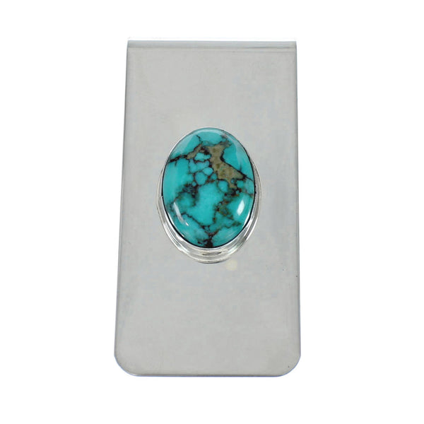 Native American Genuine Sterling Silver Turquoise Money Clip AX129784