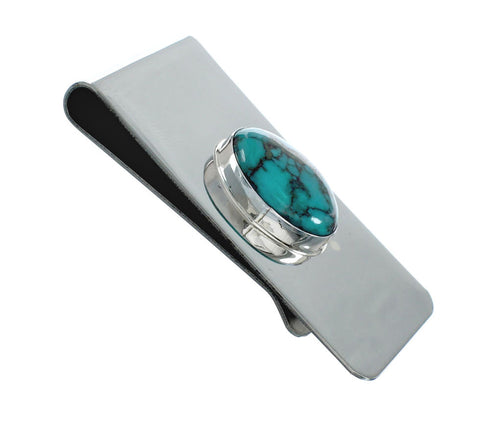 Native American Genuine Sterling Silver Turquoise Money Clip AX129784