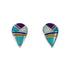 Genuine Sterling Silver Multicolor Inlay Post Earrings JX129628