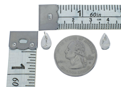 Genuine Sterling Silver Multicolor Inlay Post Earrings JX129625