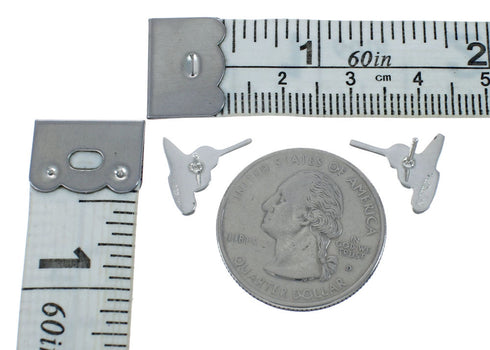 Southwest Sterling Silver Opal Jet Inlay Bird Post Earrings JX129602