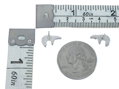 Southwest Sterling Silver Turquoise Inlay Bear Post Earrings JX129611