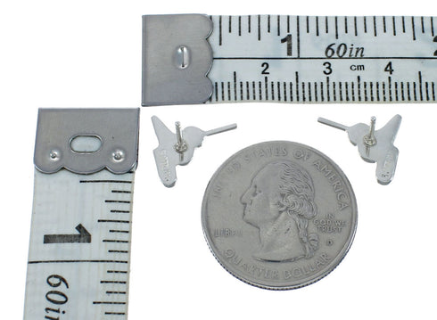 Southwest Sterling Silver Multicolor Inlay Bird Post Earrings JX129601