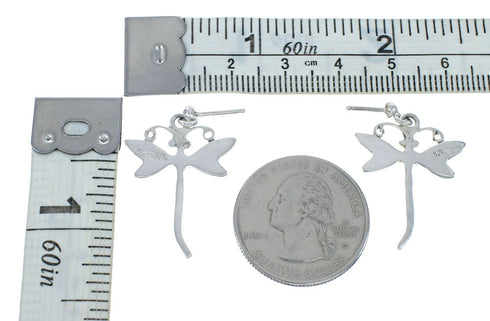 Southwest Sterling Silver Turquoise Inlay Dragonfly Post Earrings JX129613