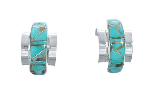 Sterling Silver Southwest Turquoise Post Hoop Earrings JX129633