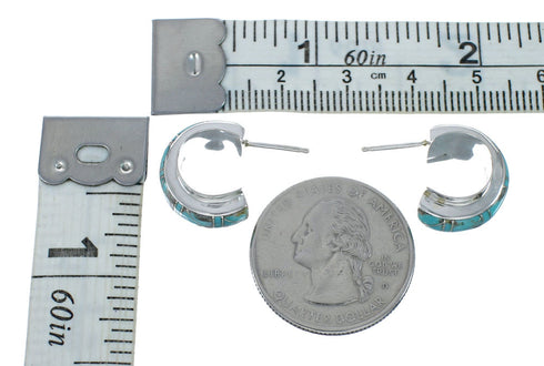 Sterling Silver Southwest Turquoise Post Hoop Earrings JX129633