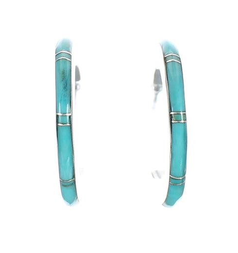 Sterling Silver Southwest Turquoise Post Hoop Earrings JX129635