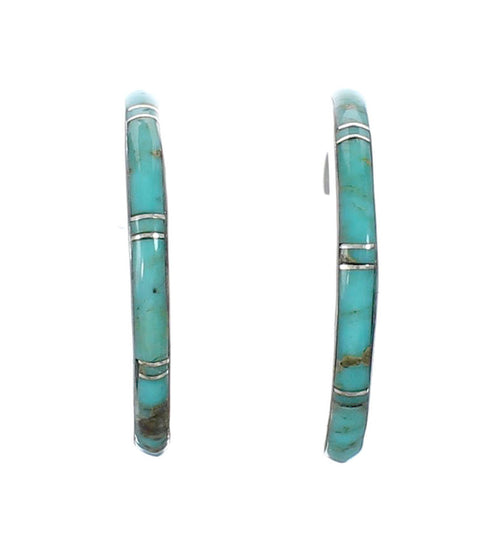 Sterling Silver Southwest Turquoise Post Hoop Earrings JX129636