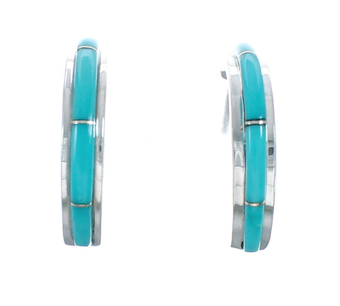 Sterling Silver Southwest Turquoise Post Hoop Earrings JX129630