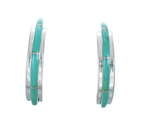Sterling Silver Southwest Turquoise Post Hoop Earrings JX129632