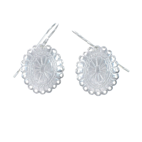 Sterling Silver Concho Hook Dangle Earrings JX129639