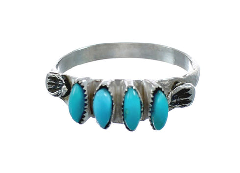 Zuni Indian Turquoise And Sterling Silver Needlepoint Ring Size 7-1/4 AX129555