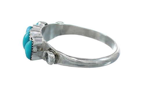Zuni Indian Turquoise And Sterling Silver Needlepoint Ring Size 7-1/2 AX129556