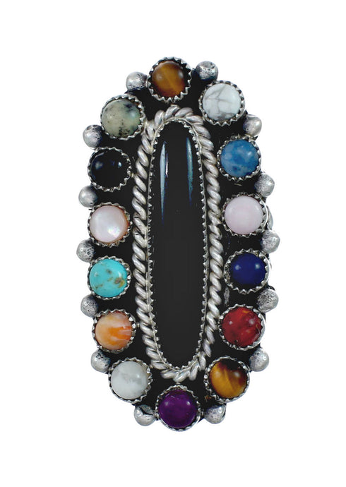 Native American Sterling Silver Multistone Inlay Ring Size 11-1/4 AX129575