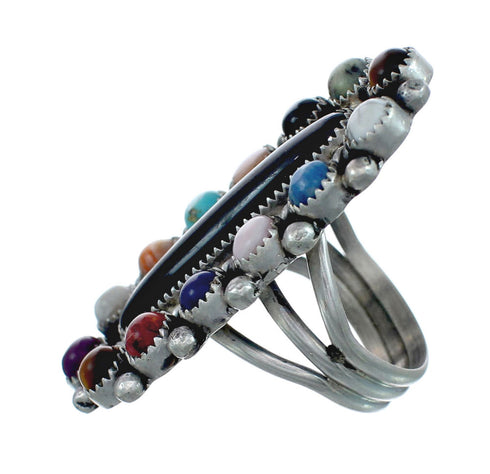 Native American Sterling Silver Multistone Inlay Ring Size 11-1/4 AX129575