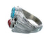 Navajo Sterling Silver Turquoise And Coral Ring Size 10-3/4 AX129579
