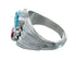 Navajo Sterling Silver Turquoise And Coral Ring Size 13-1/2 AX129581