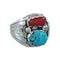 Navajo Sterling Silver Turquoise And Coral Ring Size 10-1/2 AX129584