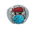 Navajo Sterling Silver Turquoise And Coral Ring Size 10-1/2 AX129584