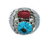 Navajo Sterling Silver Turquoise And Coral Ring Size 10-3/4 AX129585