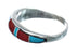 Native American Turquoise And Coral Inlay Zuni Ring Size 7-1/4 AX129590