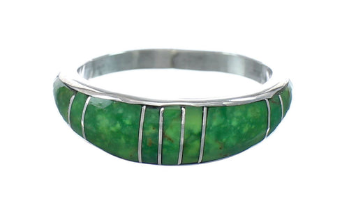 Native American Malachite Inlay Zuni Ring Size 7-1/2 AX129592