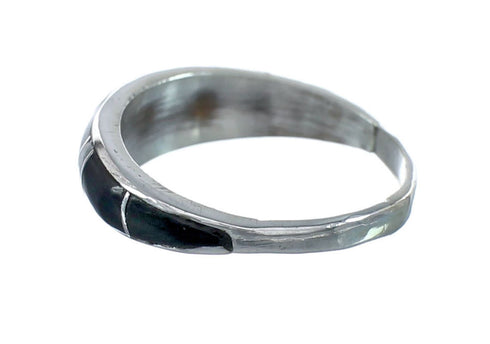 Native American Mother of Pearl And Jet Inlay Zuni Ring Size 7-3/4 AX129595