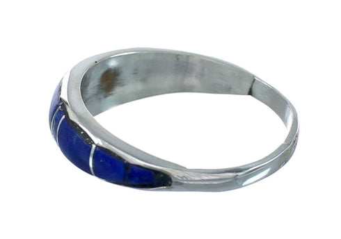 Native American Lapis Inlay Zuni Ring Size 8-3/4 AX129598