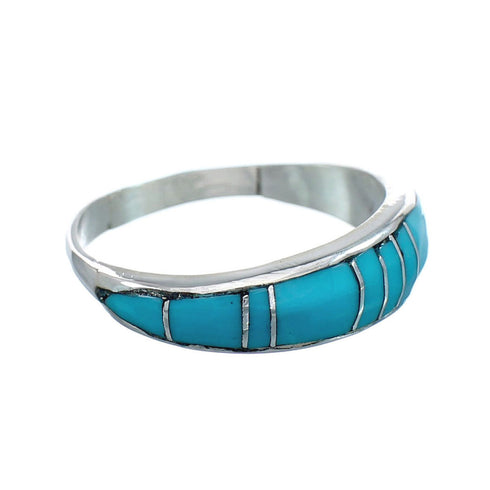 Native American Turquoise Inlay Zuni Ring Size 8-1/4 AX129607